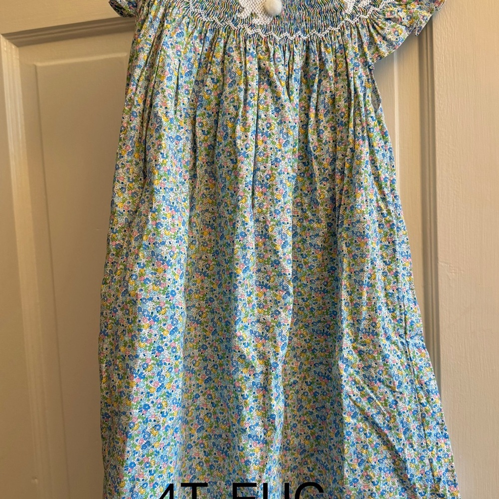 Floral Smocked Bunny Dress, 4T